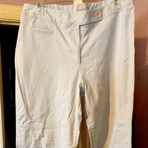 Linden Hill White Stretch Pants Size 14 Cotton Blend Straight Leg